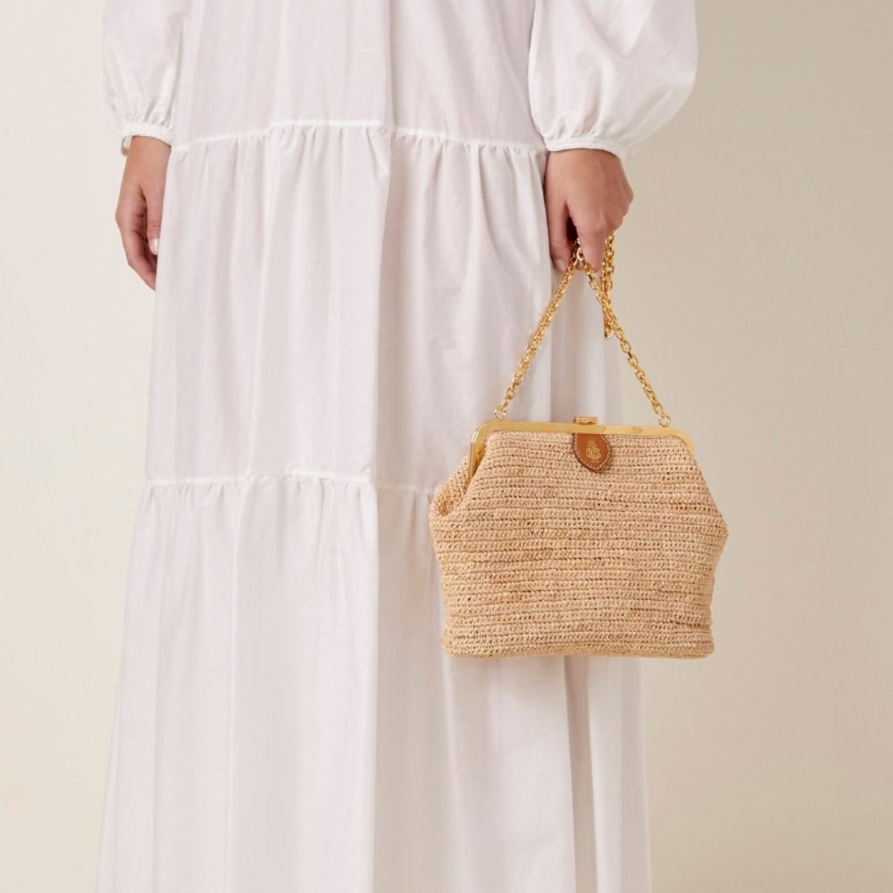 MUST SELL - NIB/NWT! Mark Cross Susanna Raffia Shoulder Bag - MSRP $2200 - Picture 4 of 13